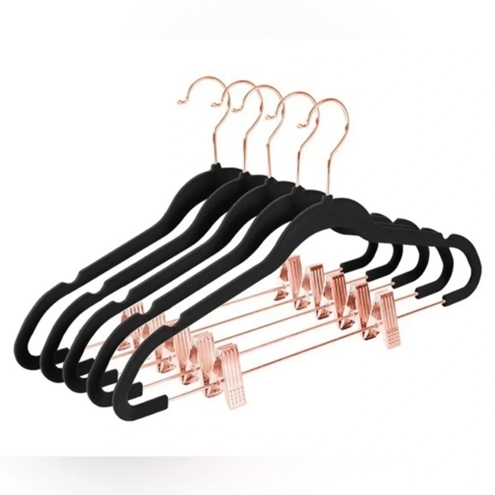 NEW Premium Space Saver Velvet Non-Slip Pants Hangers with Clips, 20 Black